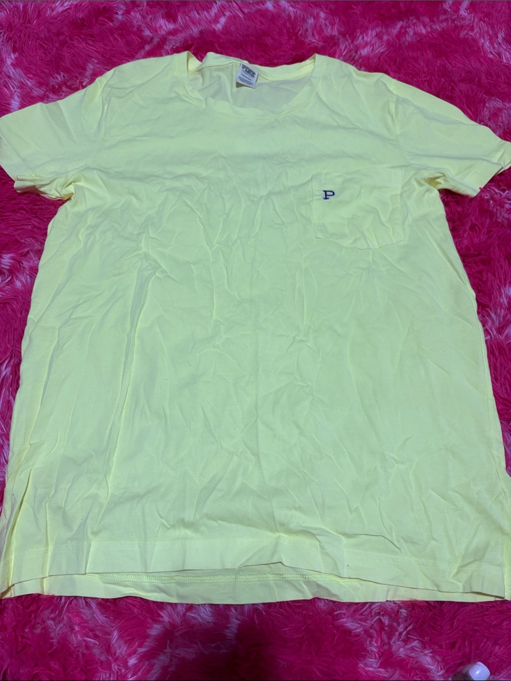 PINK Victoria's Secret Pale Yellow Short Sleeve Pocket Tee